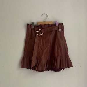 Zara Mauve Pleated Leather Mini Skirt